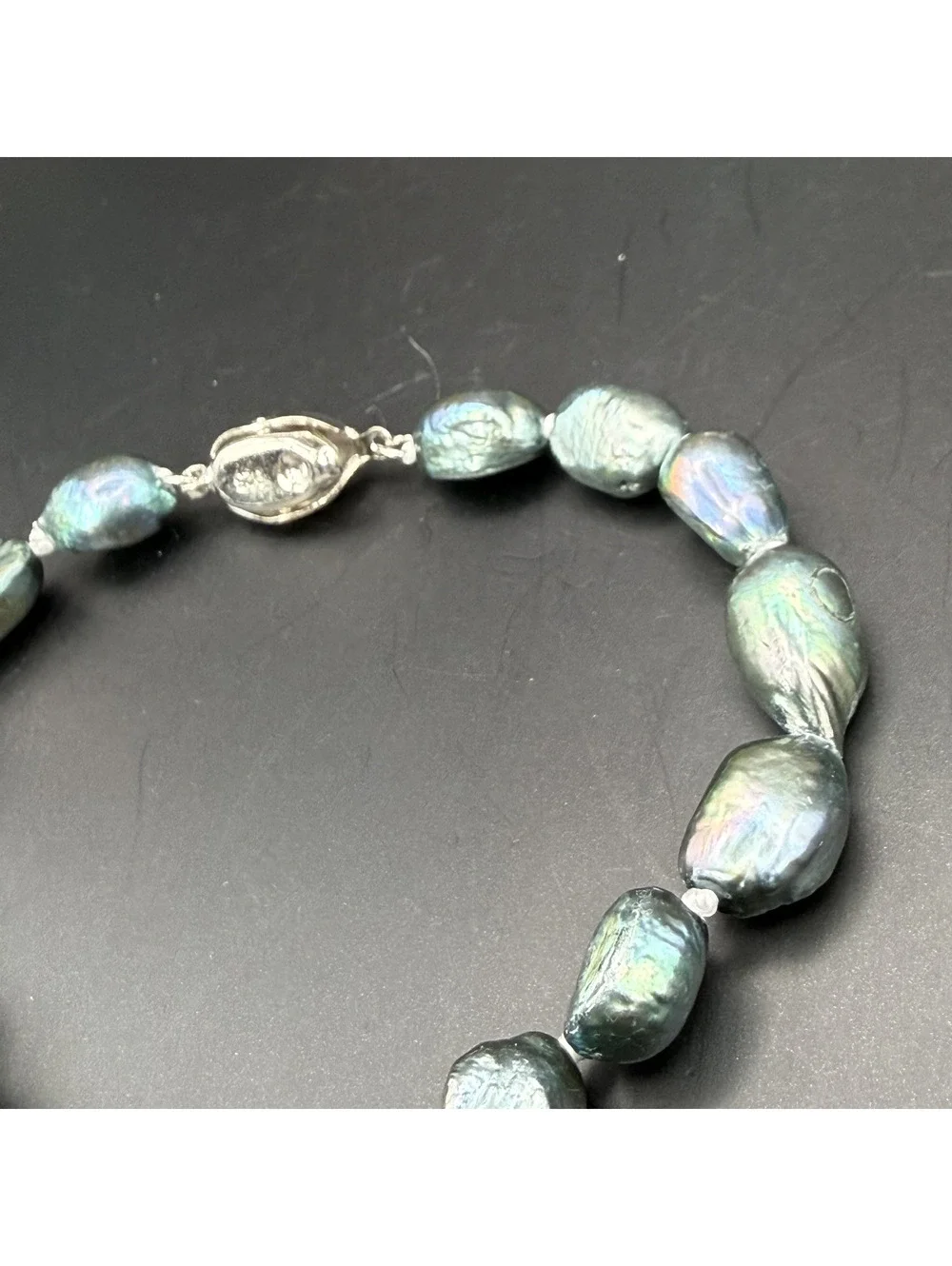 candy+clover Blue Green Baroque Freshwater Pearl Nugget Bracelet